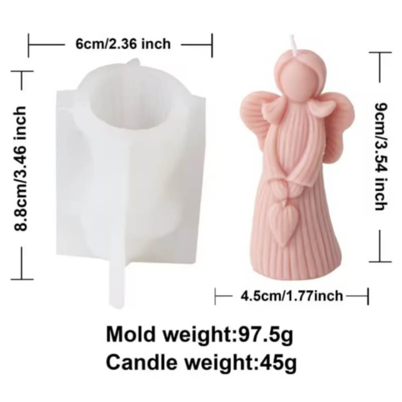 Molde silicona de Ángel de Pie. para uso de velas, jabón, chocolate, resina, porcelana fría, yeso, cemento.