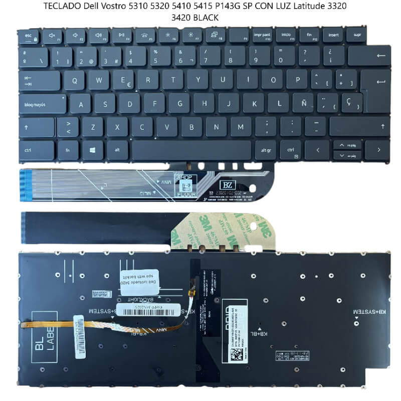 TECLADO Dell Vostro 5310 5320 5410 5415 P143G SP CON LUZ Latitude 3320 3420 BLACK