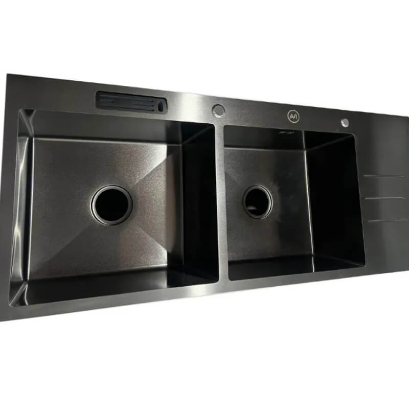 Fregadero doble con escurridor y porta cuchillos