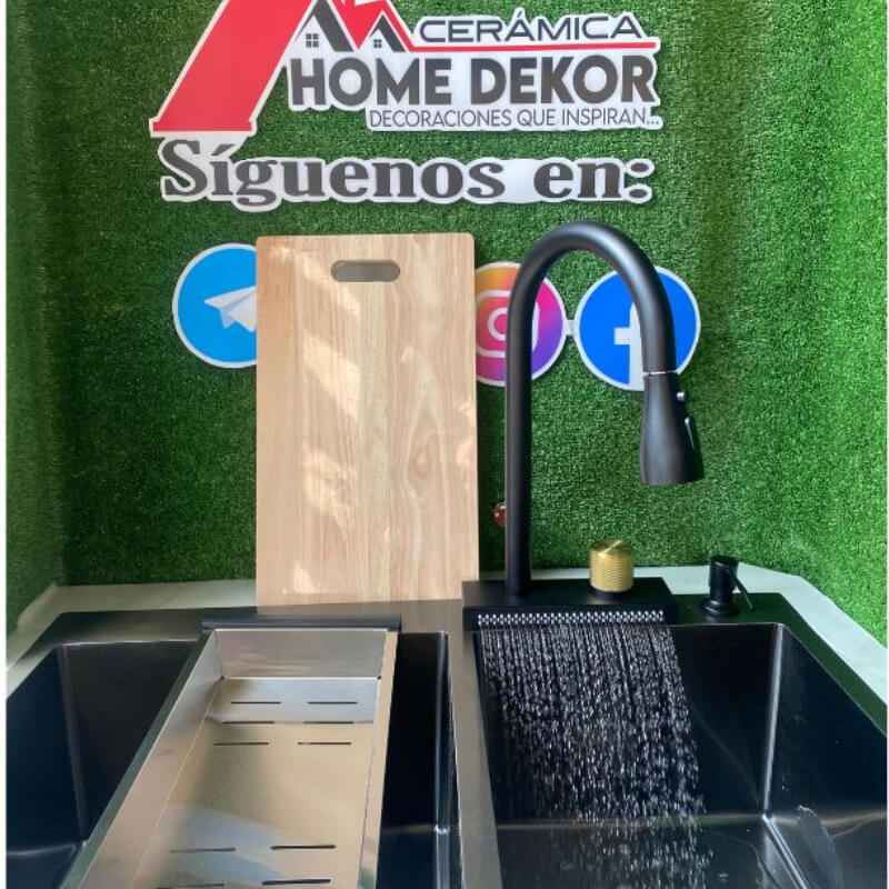 Combo de fregadero black con llave cascada
