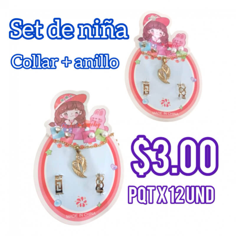 Set de Niña Collar+ Anillo Pqtx12