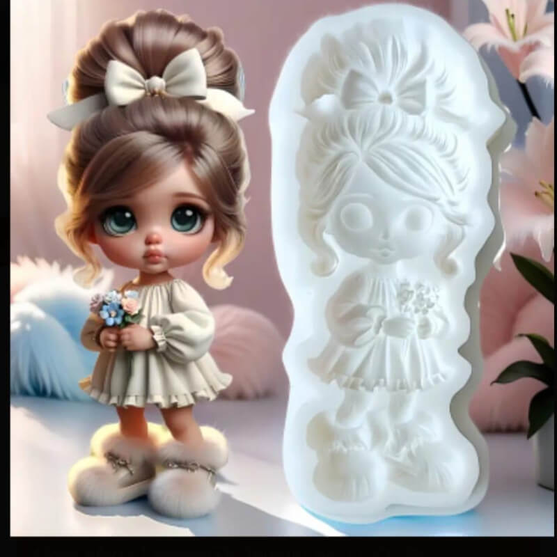Molde silicona de Pequeña Niña. para uso de resina, porcelana fría, yeso.