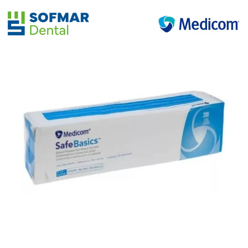 Gasas No Tejidas 5x5cm (Paquete con 200 piezas) Medicom – Suavidad y Absorción para Procedimientos Médicos | Depósito Dental Sofmar