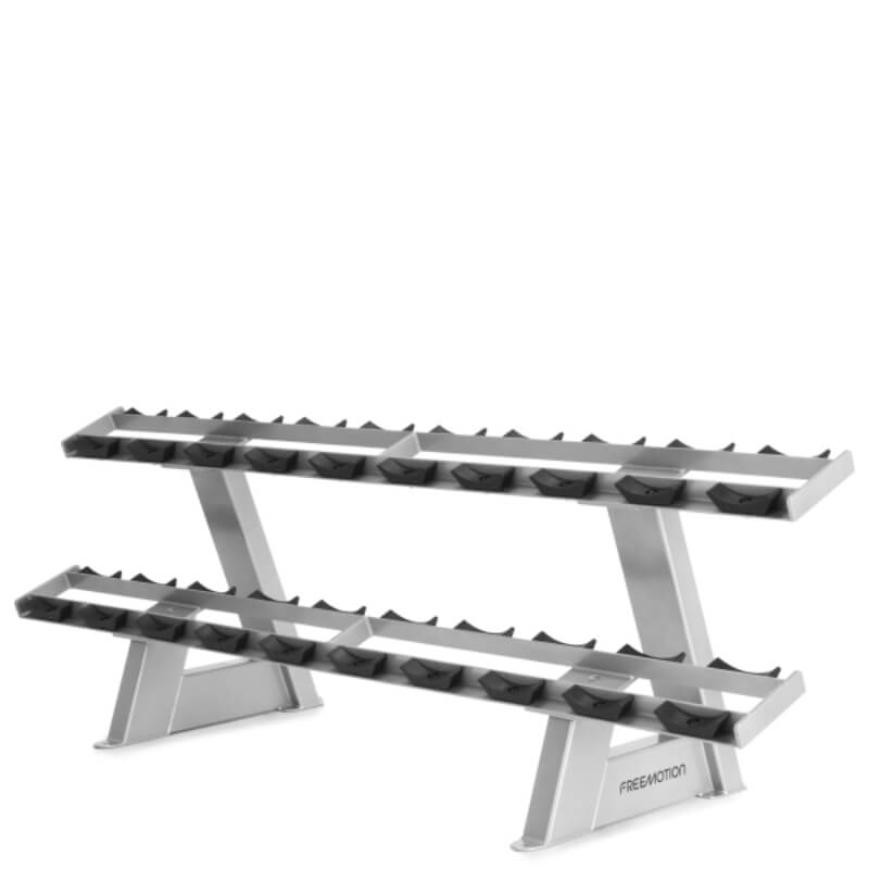 Rack de 2 niveles Freemotion para 20 pares de mancuernas | Fitness Solutions Ecuador