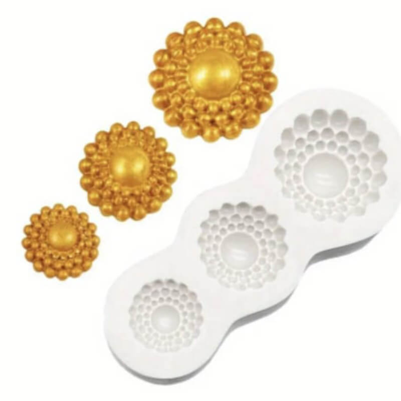 Molde de silicona de botones de perlas para uso en yeso, porcelana fría, cemento, chocolate, resina.