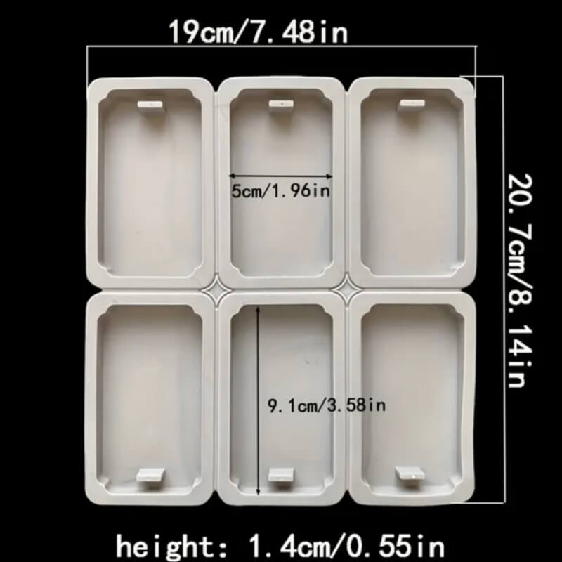 Molde de silicona Aromaterapia 6 cavidades rectangulares con esquina grosor delgado.