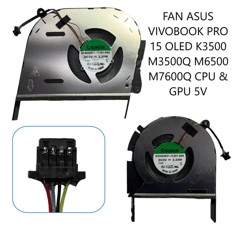 FAN ASUS VivoBook Pro 15 OLED K3500 M3500Q M6500 M7600Q CPU & GPU 5V