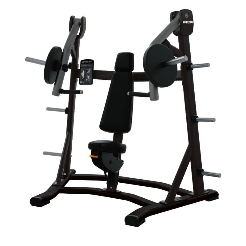 Press de pecho inclinado con carga de discos Precor serie Discovery | Fitness Solutions Ecuador