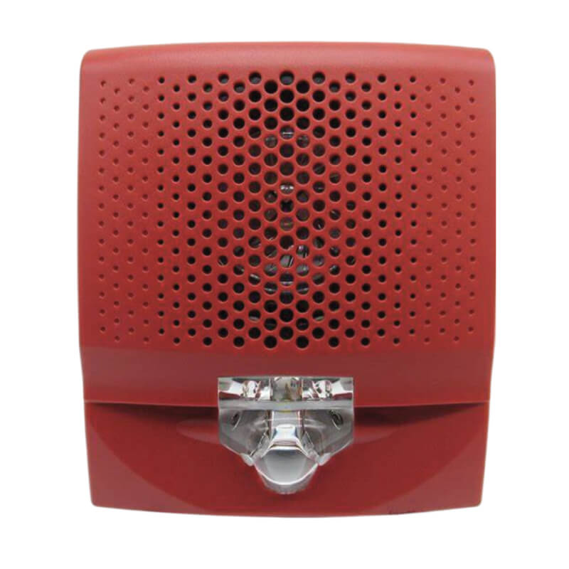 WALL SPEAKER / STROBE, 15-110CD, RED, FIRE MARKING. ROOM SIDE WIRING PLATE INCLUDED.
