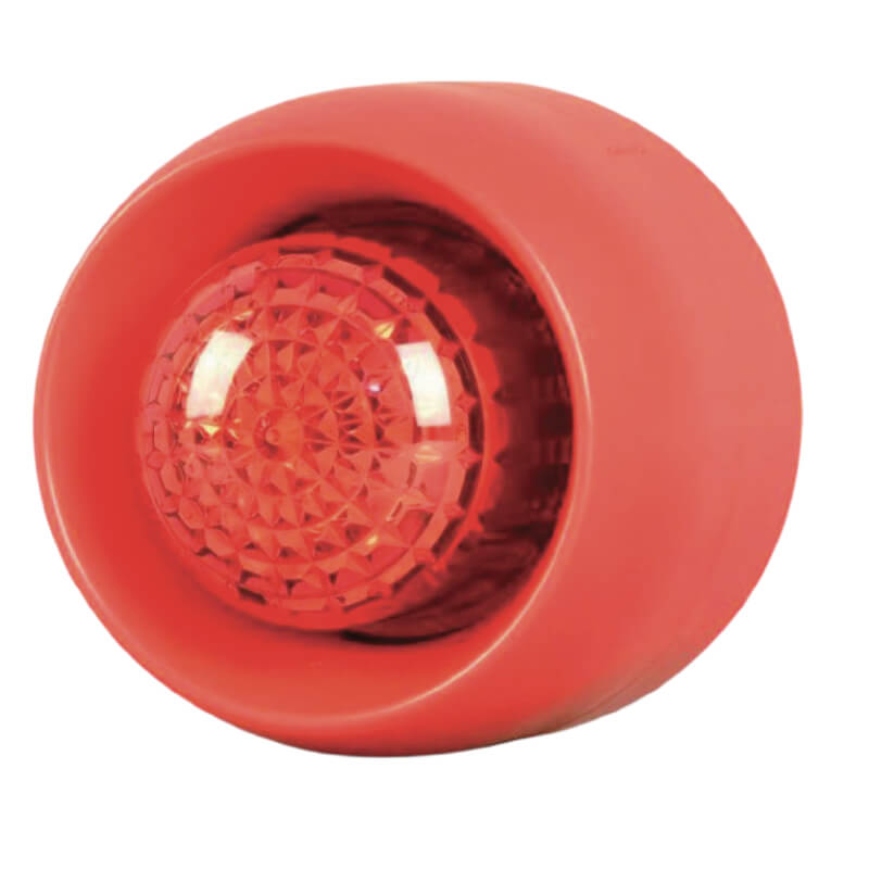 LUZ ESTROBOSCOPICA LED ROJA CON SIRENA, 16 TONOS, NO REQUIERE BASE.
