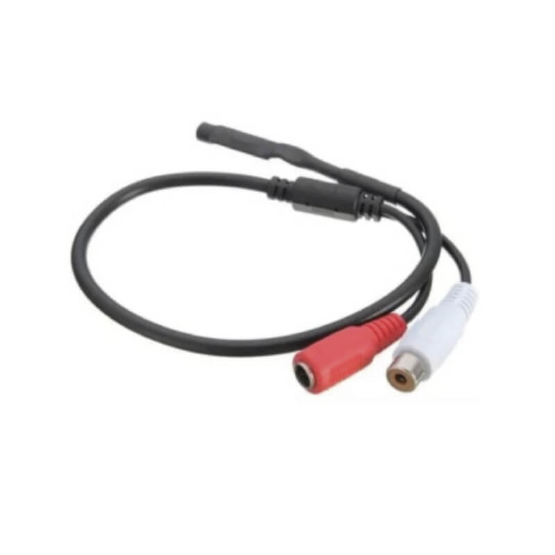 MICROFONO ESPIA PARA DVR CAMARAS DE SEGURIDAD DE 50 METROS EN CABLE DE AUDIO Y PODER