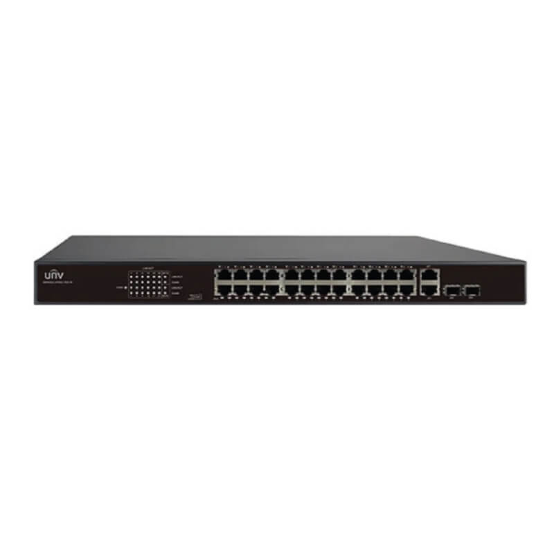 SWITCH 24 PUERTOS POE 100Mbps, MAS 2 PUERTOS 1000Mbps