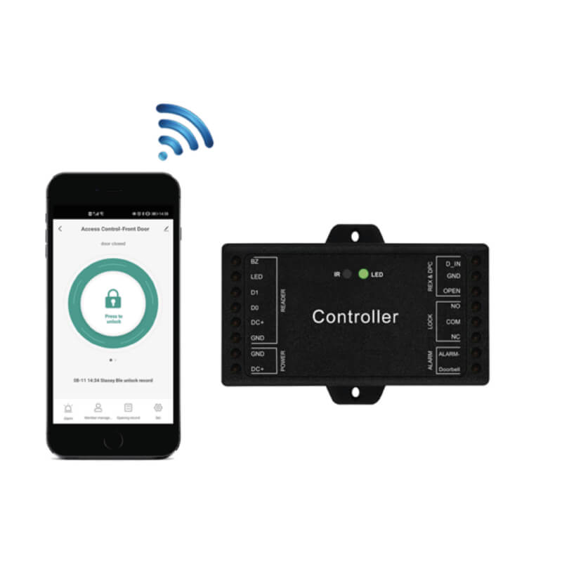 MINI PANEL DE CONTROL DE ACCESO WIFI TUYA PARA 2 LECTORAS WIEGAND26~44BIT(2 PUERTAS), 1000 USUARIOS, 500 USUARIOS POR LA APLICACION TUYA