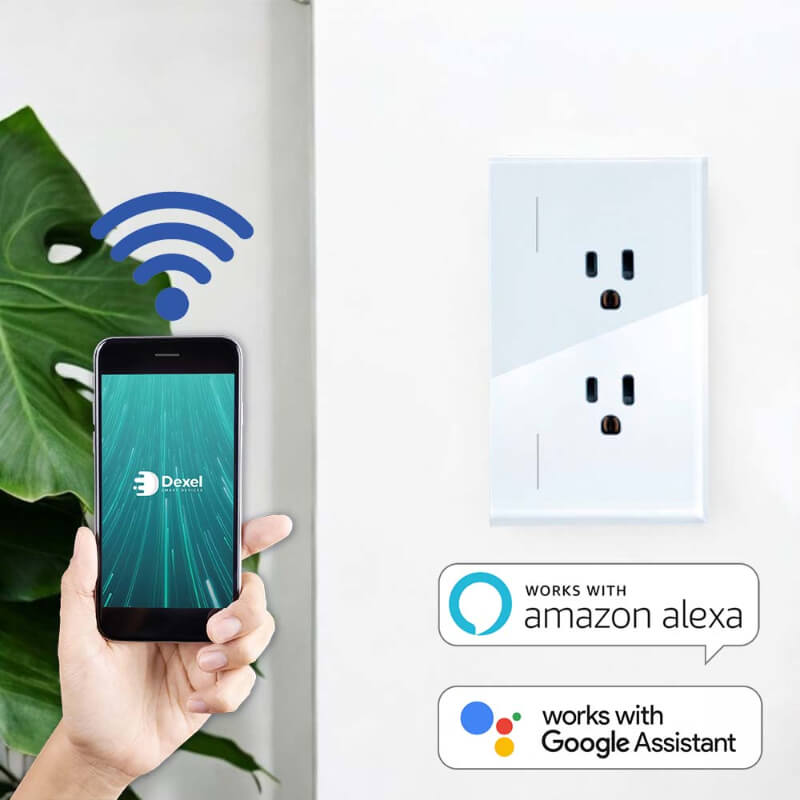 Tomacorriente blanco WiFi Doble Inteligente: Alexa & Google | Proluxes