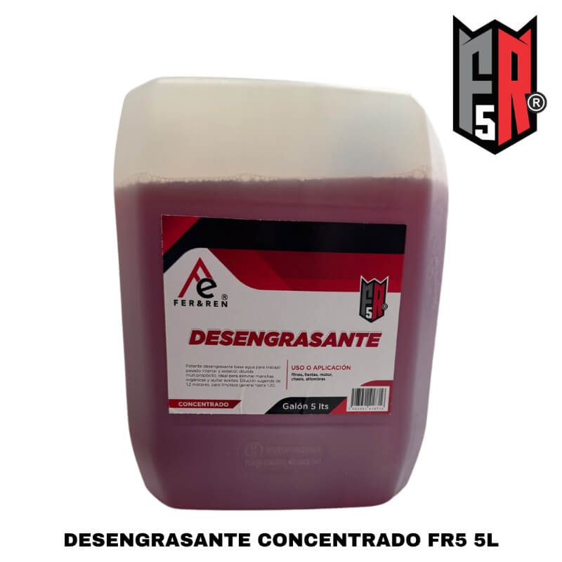 Desengrasante FR5 5L Concentrado – Potencia Profesional para Rines, Motores y Más