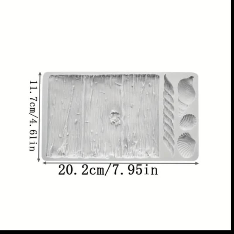 Molde de silicona Corteza de árbol con detalles marinos, para uso en velas, porcelana fría, chocolate, pastelería.