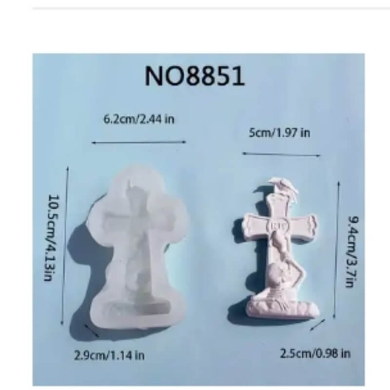Molde de silicona de cruz con esqueleto elaborado en silicona para uso en Velas, jabones, yeso, cera, porcelana fría.