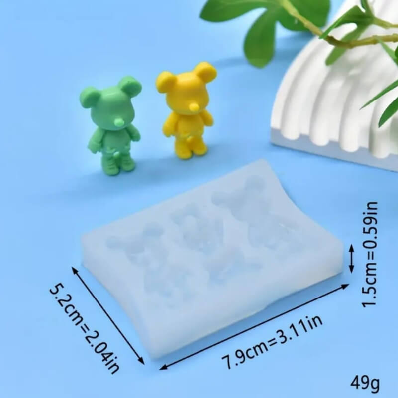 Molde de silicona de ositos 3 opciones, para uso en velas, porcelana fría, resina, yeso, cemento, alimentos