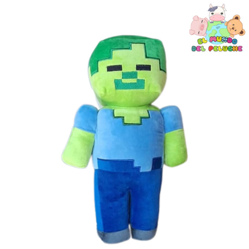 Peluche Steve Zombie Minecraft | 34cm x 20cm | Edición #1 de Importación | El Mundo del Peluche