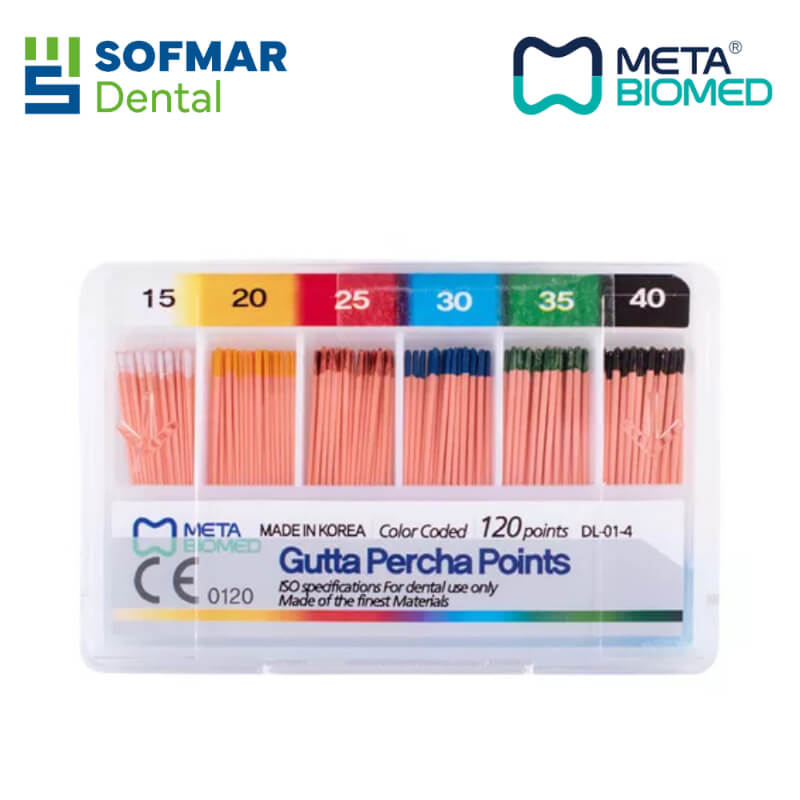 Guttapercha Dental Meta Biomed Surtido 15 al 40 con 120 Puntas - Obturación Precisa y Rápida | Depósito Dental Sofmar