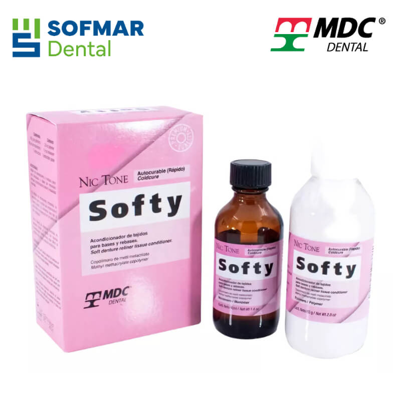 Acondicionador de Tejidos Dental Softy Rápido MDC 80g/40ml - Rebase y Acondicionamiento con Alta Estética | Depósito Dental Sofmar