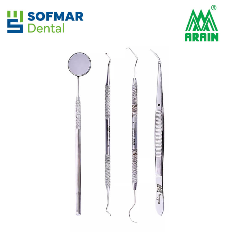 Kit Básico 1x4 Instrumental Dental Arain Acero Inoxidable - Exploración Bucal Profesional | Depósito Dental Sofmar