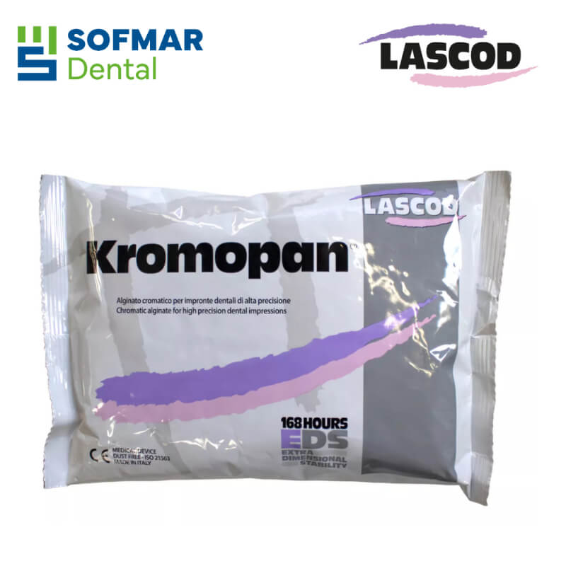 Alginato Kromopan 450g Lascod – Fraguado Rápido con Indicador Cromático | Alta Precisión y Estabilidad | Depósito Dental Sofmar