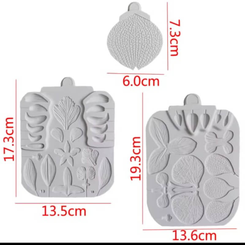 Molde de silicona de Textura de hojas 3 moldes para orquídeas, para uso en porcelana fria, resina, chocolate.