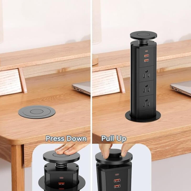 Tomacorriente empotrado con USB negro