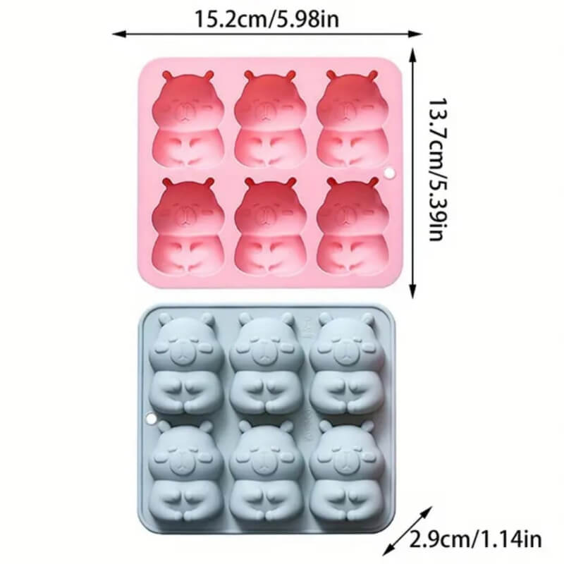 Molde de silicona de capibara x6 para uso en velas, jabones, yeso, chocolate, resina, yeso, cemento.