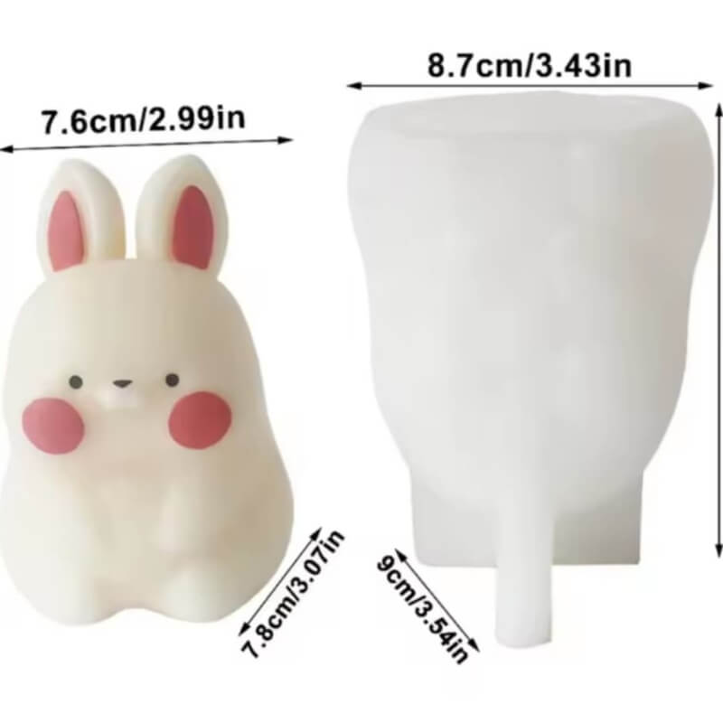 Molde de silicona de conejo grande para uso en velas, jabones, yeso, chocolate, resina, yeso, cemento.