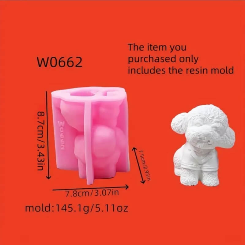 Molde de silicona de perro poodle para uso en velas, jabones, yeso, chocolate, resina, yeso, cemento. Precio unitario