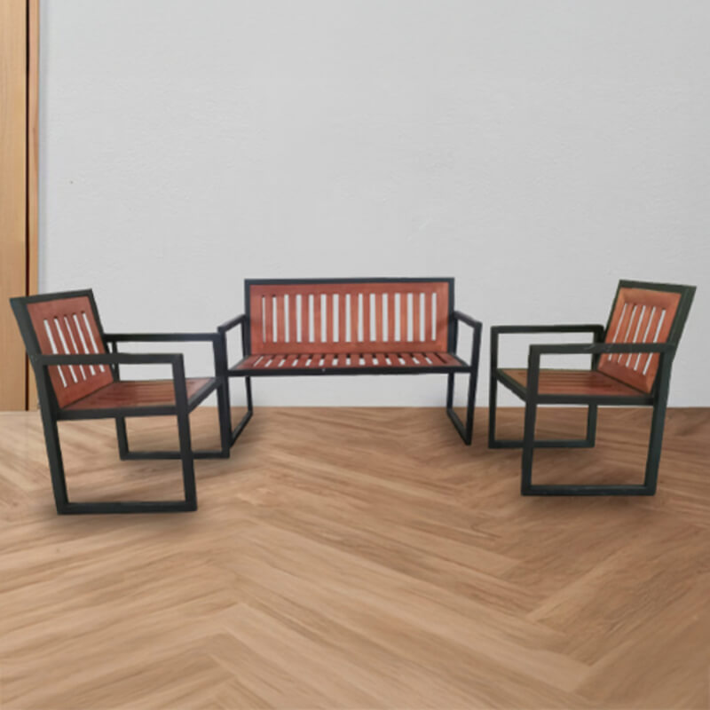 Juego de Sala en Madera y Metal – Estilo Industrial Moderno