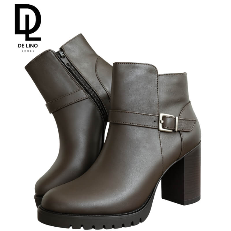 Botín GUIZA Sintético para Mujer | Tacón de 7 cm, Hebilla Ajustable y Estilo Casual-Formal | Calzado de Lino