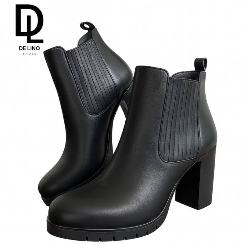 Botín FAYUN de Piel para Mujer | Tacón de 8.5 cm, Resortes Decorativos y Ajuste Cómodo | Estilo Casual y Formal | Calzado de Lino