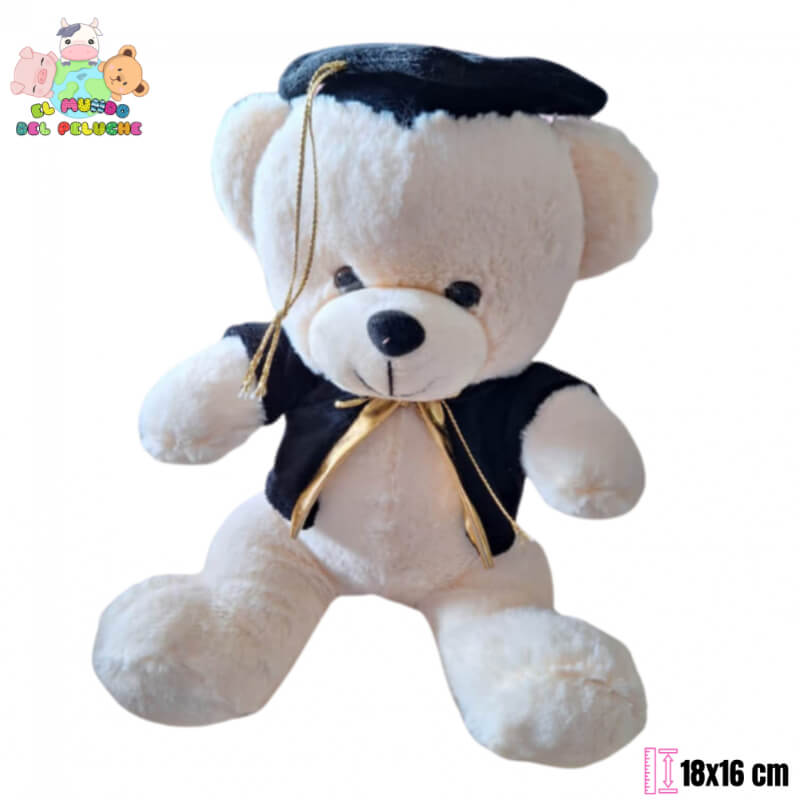 Oso de Peluche Graduación Miniatura #0 | Vestido o Traje con Birrete | 18x16 cm | El Mundo del Peluche