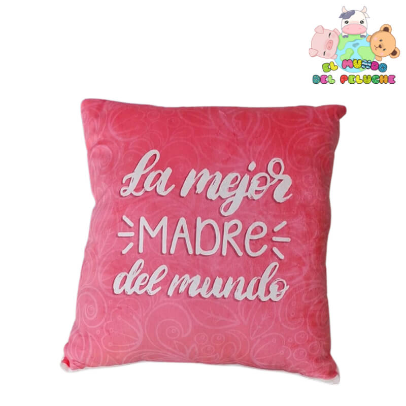 Cojín Chico para Mamá | Frases Bonitas en Colores Florales | 32cm x 32cm | El Mundo del Peluche