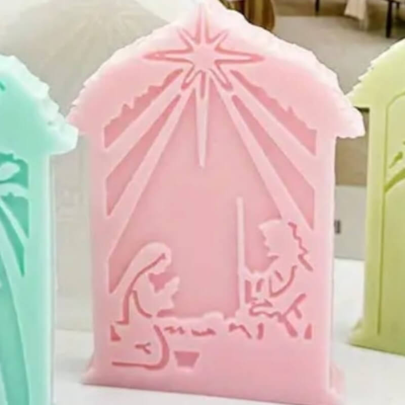 Molde de silicona de casita navideña, para uso en porcelana fria, resina, chocolate.