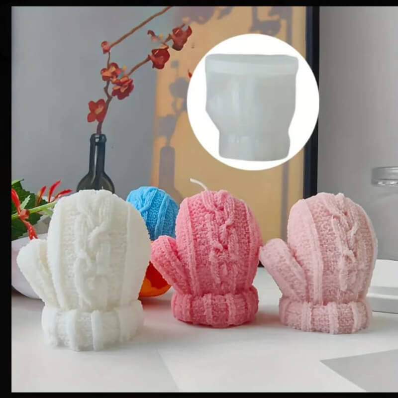 Combo moldes de silicona de guantes, zapato, gorros tejidos, para uso en velas, resina, chocolate, jabón, yeso (precios unitarios en la descripcion)