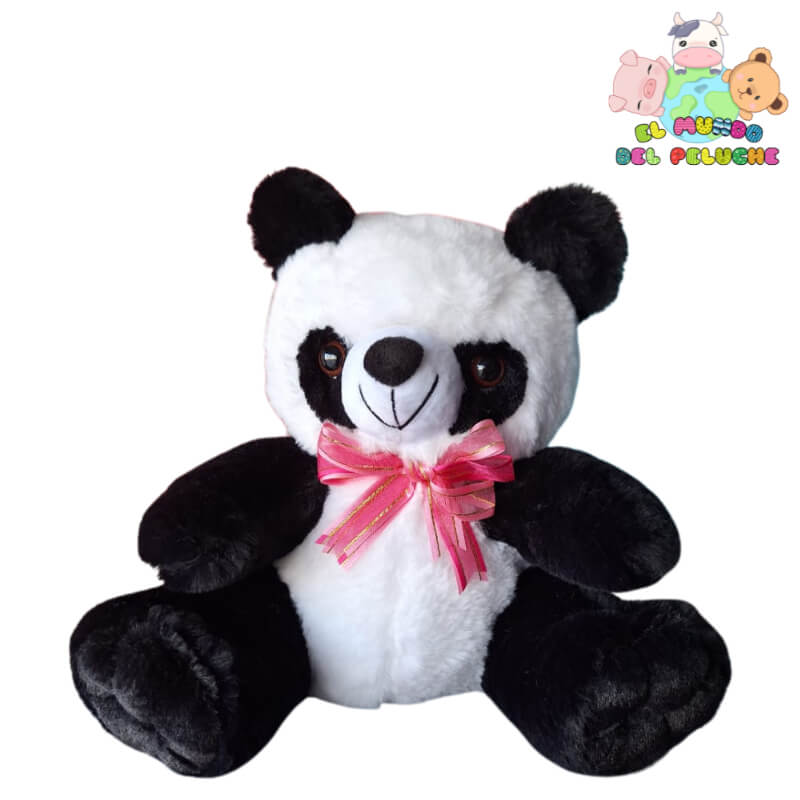 Peluche Panda #0 | Suave, Adorable y con Moños de Colores | 25cm x 15cm | El Mundo del Peluche
