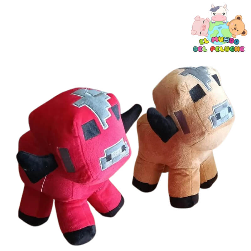 Peluche Toro de Minecraft #1 | Disponible en Rojo o Café | 20cm x 10cm | El Mundo del Peluche