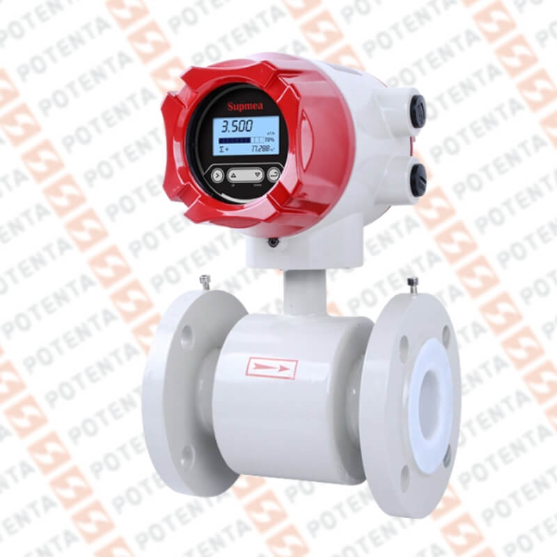 Flujo electromagnético 80-400m3/h, 0.5%, 24v 4-20ma/pul/rs485 b/ansi150 acero/pfa/hast, DN150, Supmea