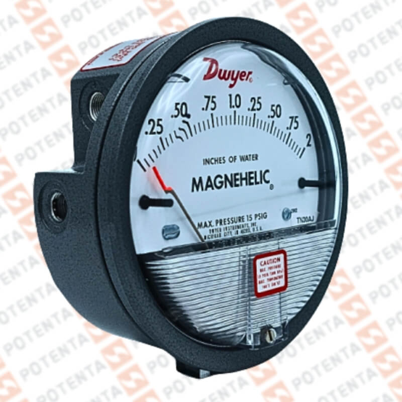 Manómetro diferencial magnehelic 2000 dial 4, -0.25...0....0.25in-wc, Con=2x1/8nptf, Dwyer