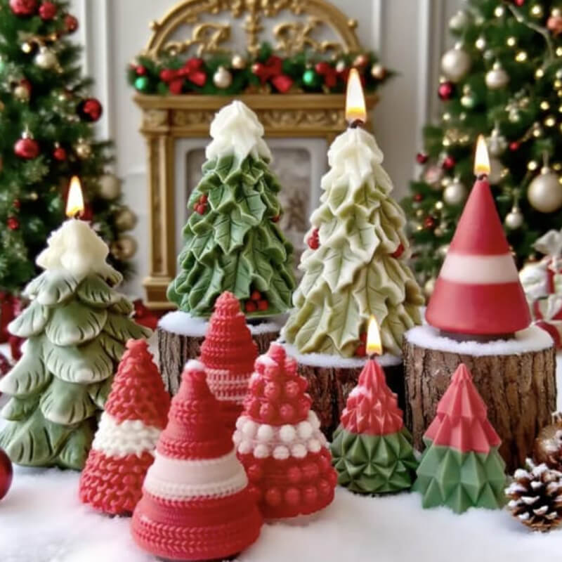Combo moldes de silicona con 4 diseño de Árboles de navidad, para uso en velas, resina, jabones, chocolate. (Precio unitario. descuento)