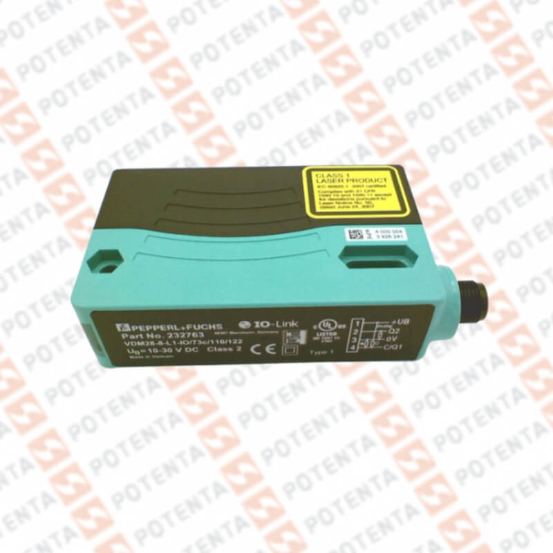 Sensor foto difuso rectangular, 8m laser, 10-30vdc, push-pull iolink 4-20mA, Con=m12-4p ip69k P+F
