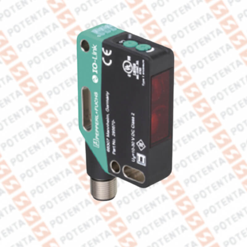Sensor foto difuso Rectangular, 600mm laser, 10-30Vdc, push-pull iolink 4-20mA, Con=m12-4p, P+F