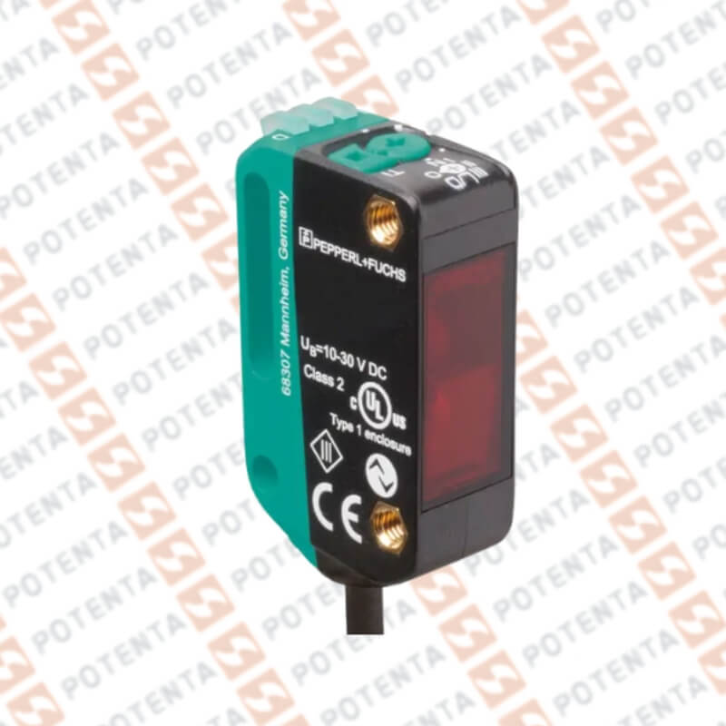 Sensor foto reflex rectangular, objetos transparentes, 5m, 10-30Vdc, 2push-pull iolink, Con=m12-4p, ip69k P+F