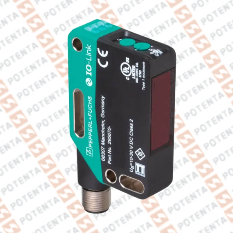 Sensor foto reflex rectangular, objetos transparentes, 8m, 10-30Vdc, 2push-pull iolink, Con=m12-4p, ip69k P+F