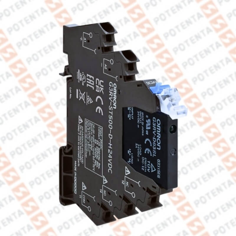 SSR interface serie G3RV, 24Vdc, no-spst-2a, incluye base, push-in, riel-din, Omron