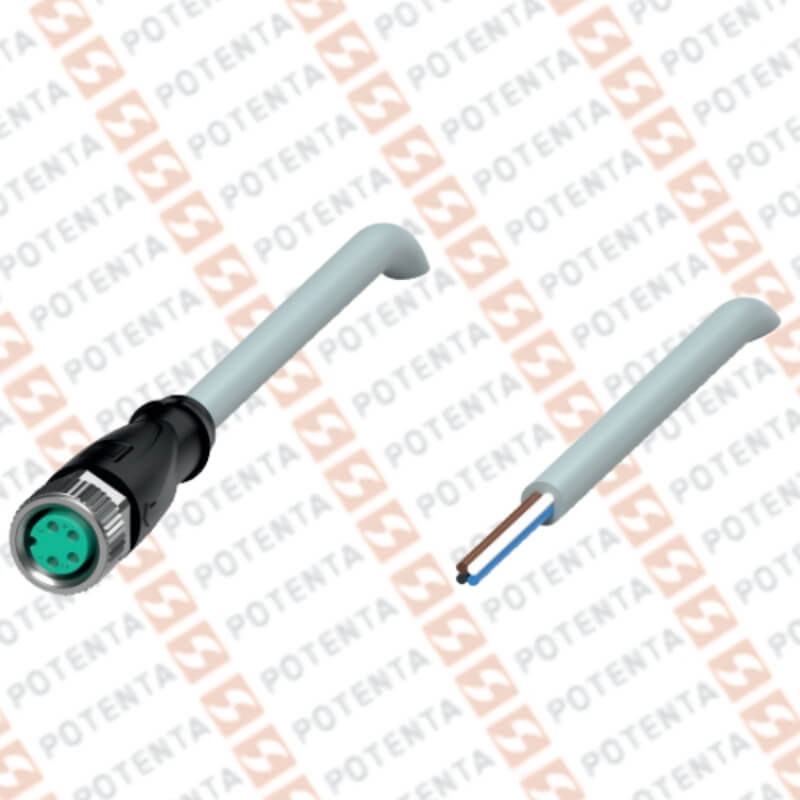Cable conector hembra, 10m, m8-4p codo,pur, ip68, P+F